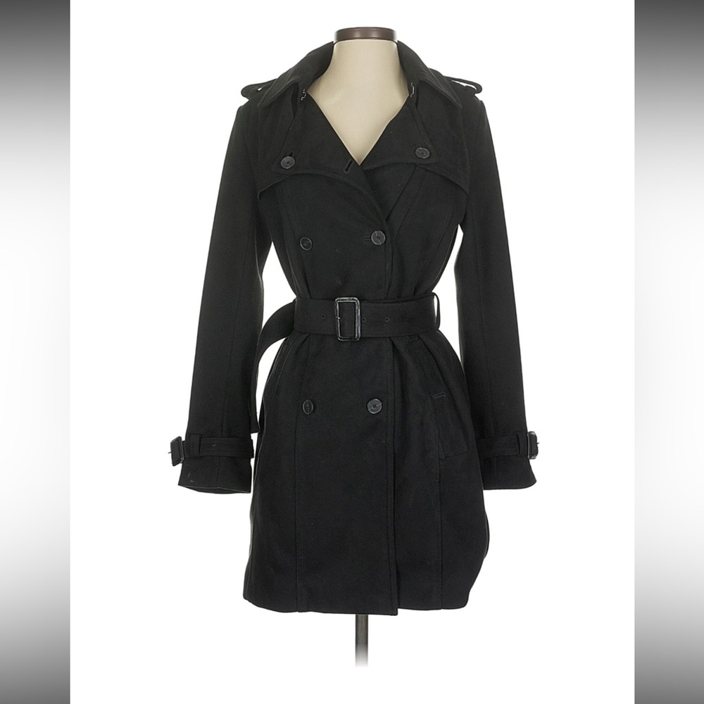 0551 Banana Republic Classic Black Women's Trench Coat Sz M